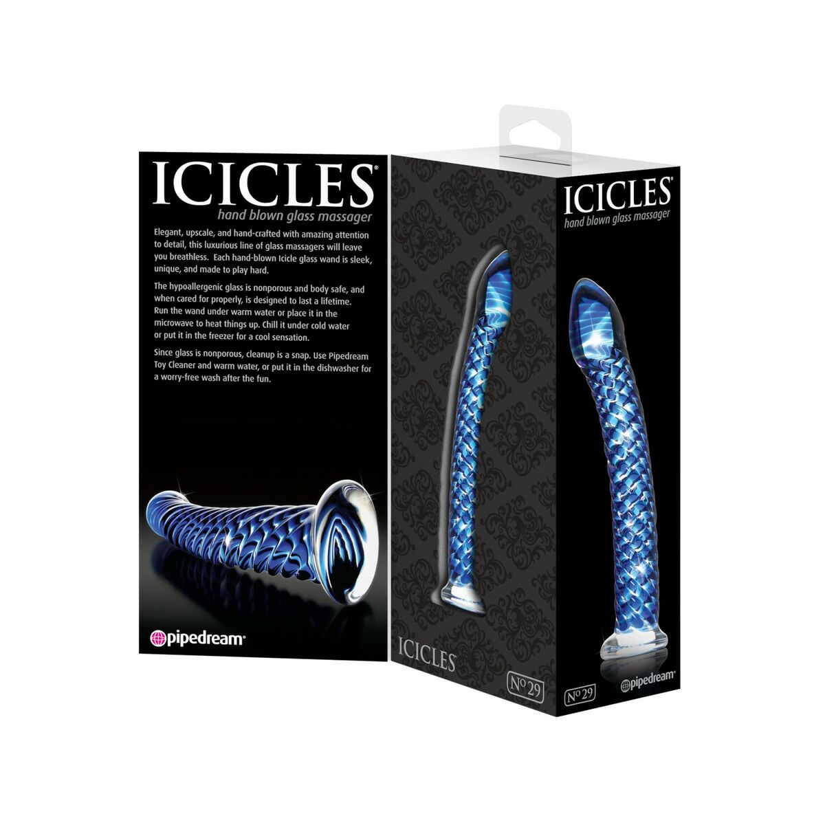 Zwarte Dildo Pipedream Icicles Blauw